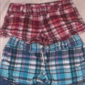 Blue and pink plaid shorts $20 for both shorts